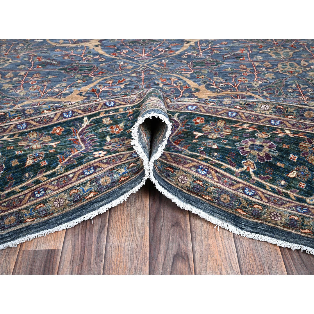 9'7" x 13'9" New Hand Knotted Blue Wool Rectangle Oriental Rug - MOA10285874