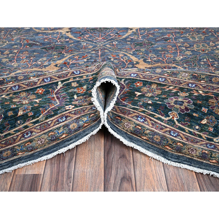 9'7" x 13'9" New Hand Knotted Blue Wool Rectangle Oriental Rug - MOA10285874