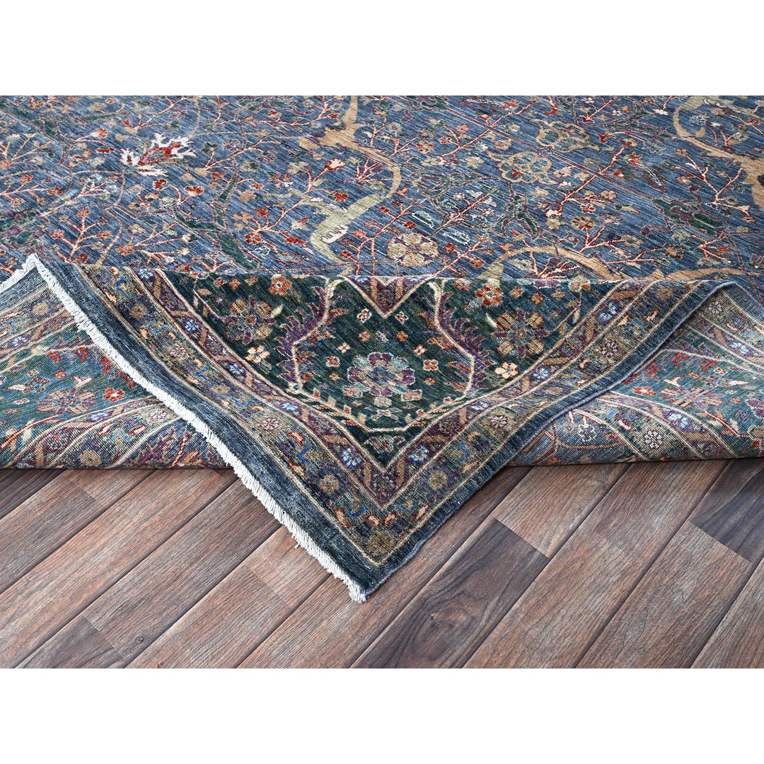9'7" x 13'9" New Hand Knotted Blue Wool Rectangle Oriental Rug - MOA10285874
