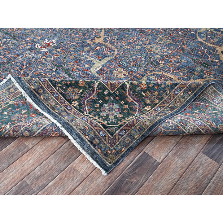 9'7" x 13'9" New Hand Knotted Blue Wool Rectangle Oriental Rug - MOA10285874