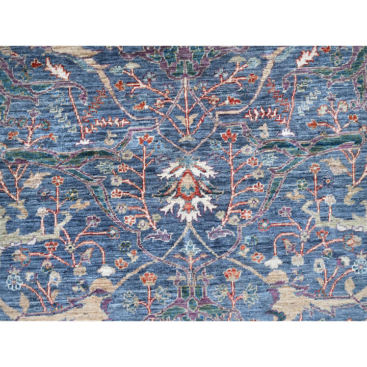 9'7" x 13'9" New Hand Knotted Blue Wool Rectangle Oriental Rug - MOA10285874