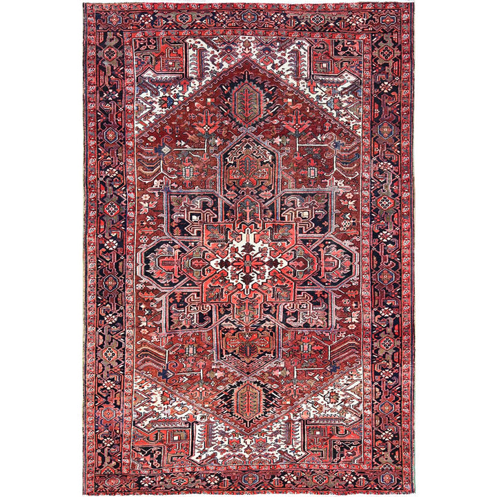 7'11" x 12'2" Vintage Hand Knotted Red Wool Rectangle Oriental Rug - MOA10285933