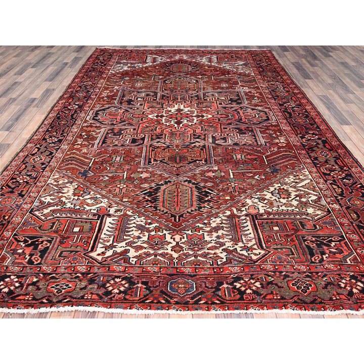 7'11" x 12'2" Vintage Hand Knotted Red Wool Rectangle Oriental Rug - MOA10285933
