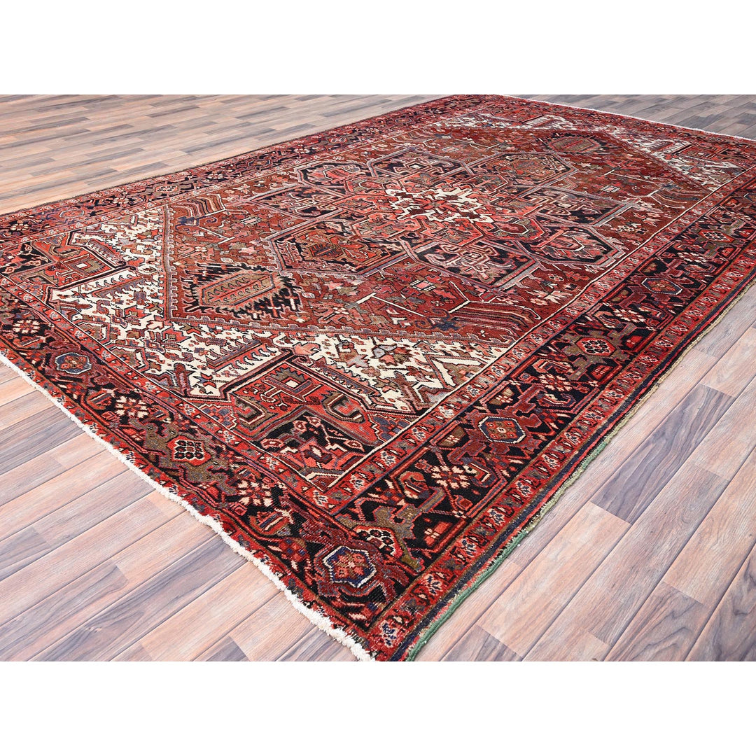 7'11" x 12'2" Vintage Hand Knotted Red Wool Rectangle Oriental Rug - MOA10285933