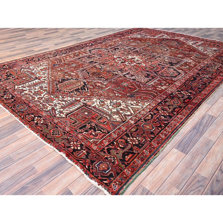 7'11" x 12'2" Vintage Hand Knotted Red Wool Rectangle Oriental Rug - MOA10285933