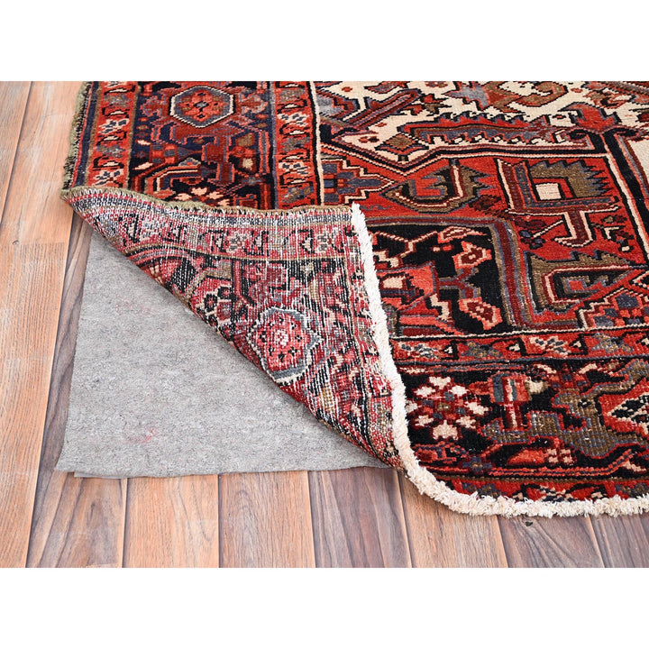 7'11" x 12'2" Vintage Hand Knotted Red Wool Rectangle Oriental Rug - MOA10285933