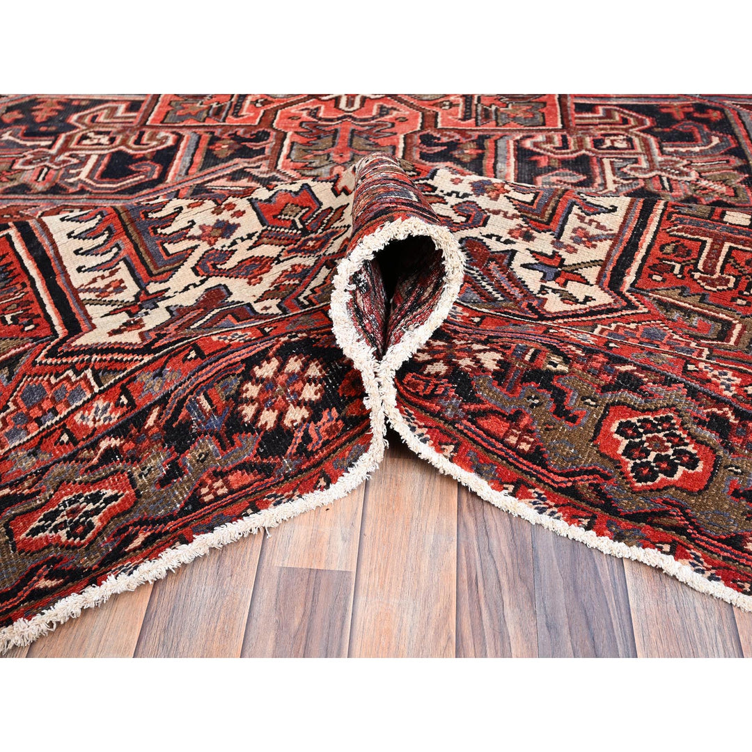 7'11" x 12'2" Vintage Hand Knotted Red Wool Rectangle Oriental Rug - MOA10285933