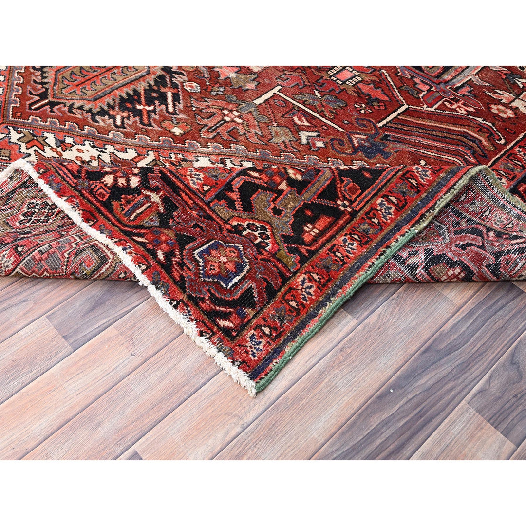 7'11" x 12'2" Vintage Hand Knotted Red Wool Rectangle Oriental Rug - MOA10285933