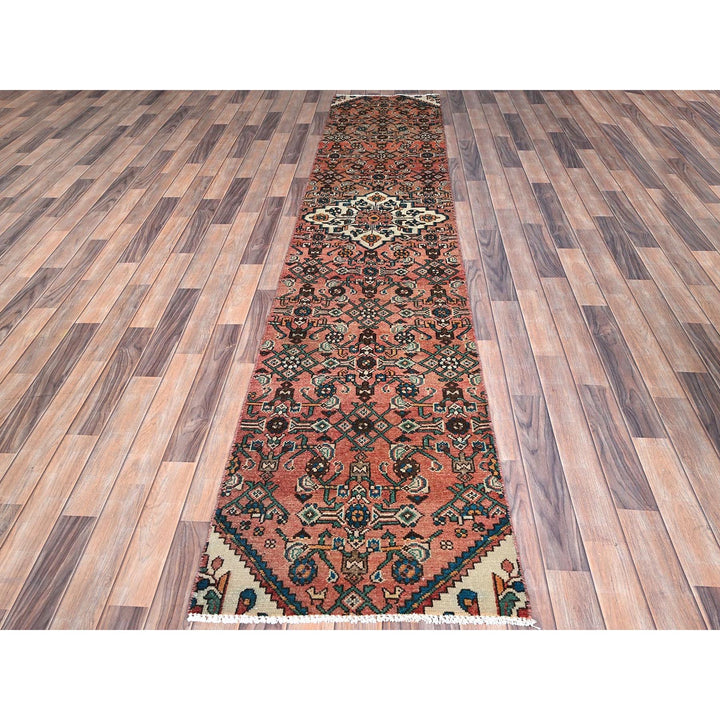 2'2" x 11'3" Vintage Hand Knotted Pink Wool Runner Oriental Rug - MOA10285951