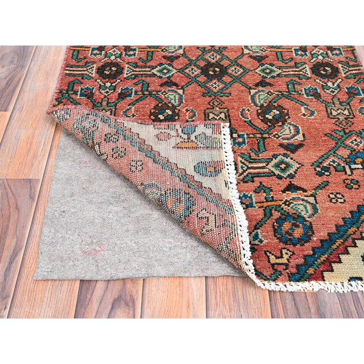 2'2" x 11'3" Vintage Hand Knotted Pink Wool Runner Oriental Rug - MOA10285951