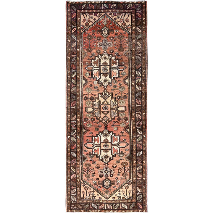 3'7" x 9'6" New Hand Knotted Red Wool Runner Oriental Rug - MOA10285956