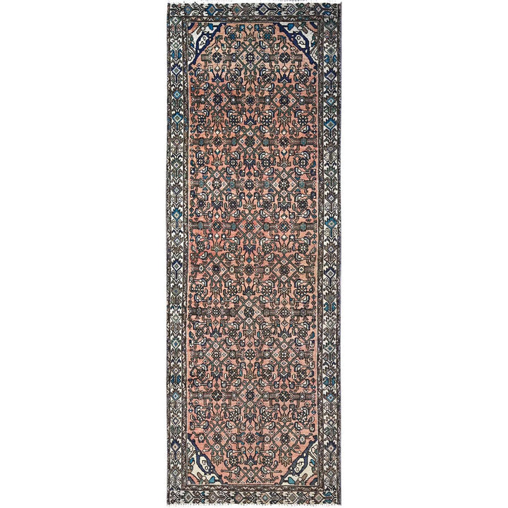 3'2" x 9'3" New Hand Knotted Brown Wool Runner Oriental Rug - MOA10285990