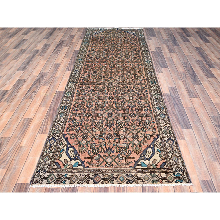 3'2" x 9'3" New Hand Knotted Brown Wool Runner Oriental Rug - MOA10285990