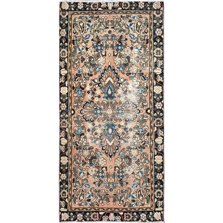 3'2" x 6'7" Vintage Hand Knotted Brown Wool Runner Oriental Rug - MOA10286000