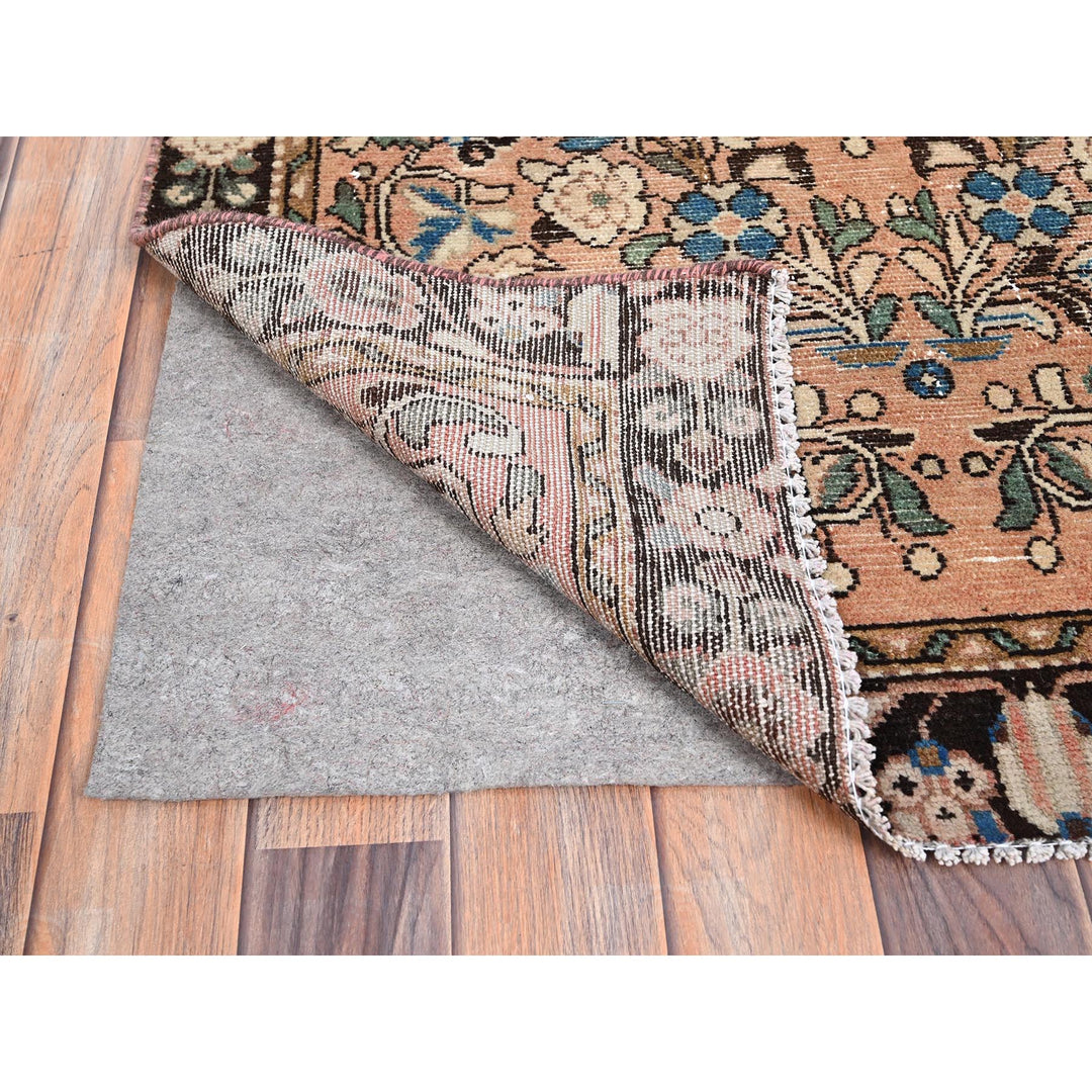 3'2" x 6'7" Vintage Hand Knotted Brown Wool Runner Oriental Rug - MOA10286000
