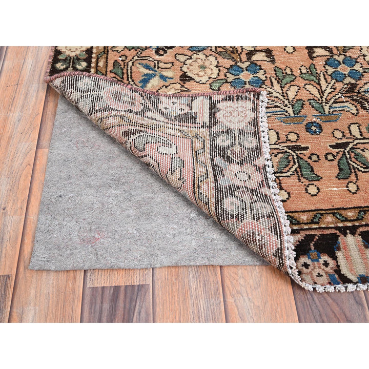 3'2" x 6'7" Vintage Hand Knotted Brown Wool Runner Oriental Rug - MOA10286000