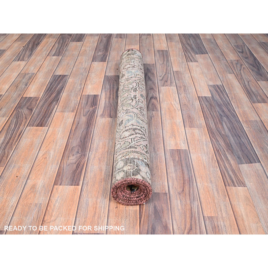 3'2" x 6'7" Vintage Hand Knotted Brown Wool Runner Oriental Rug - MOA10286000