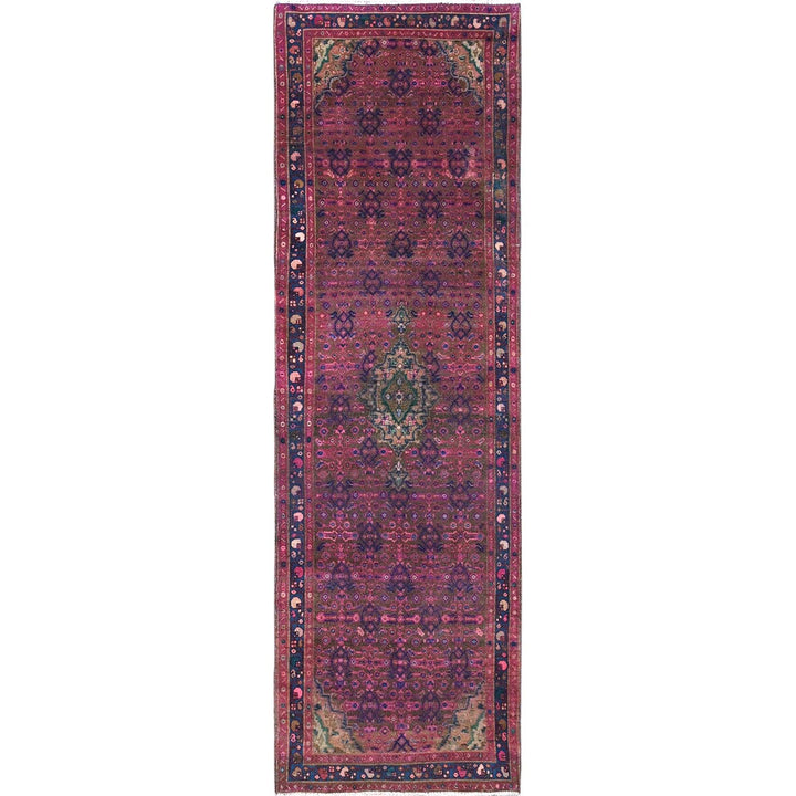 3'4" x 10'8" New Hand Knotted Purple Cotton Runner Oriental Rug - MOA10286015