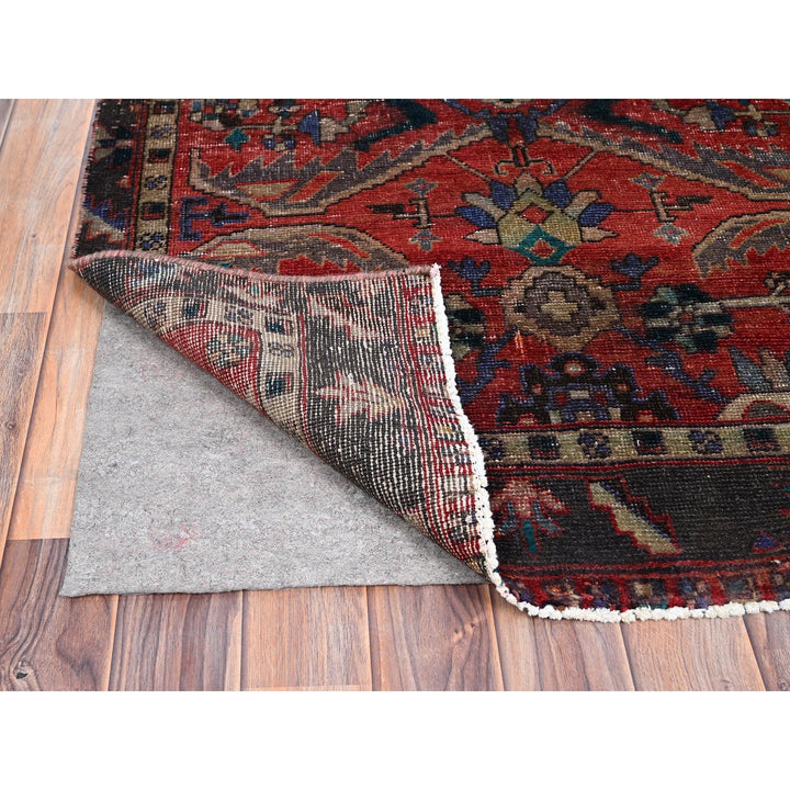 3'4" x 10'5" Vintage Hand Knotted Red Wool Runner Oriental Rug - MOA10286024