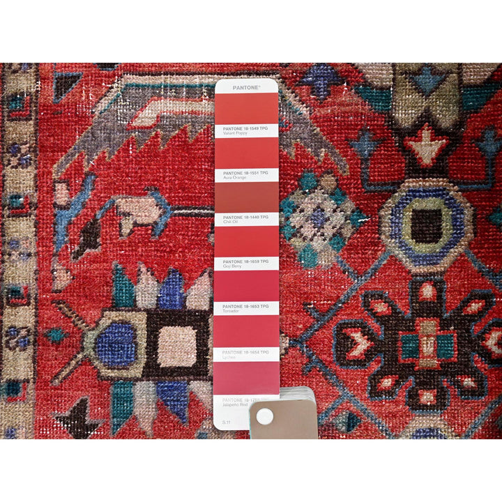 3'4" x 10'5" Vintage Hand Knotted Red Wool Runner Oriental Rug - MOA10286024