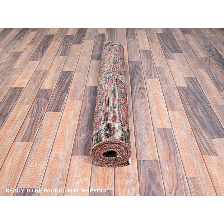 3'4" x 10'5" Vintage Hand Knotted Red Wool Runner Oriental Rug - MOA10286024
