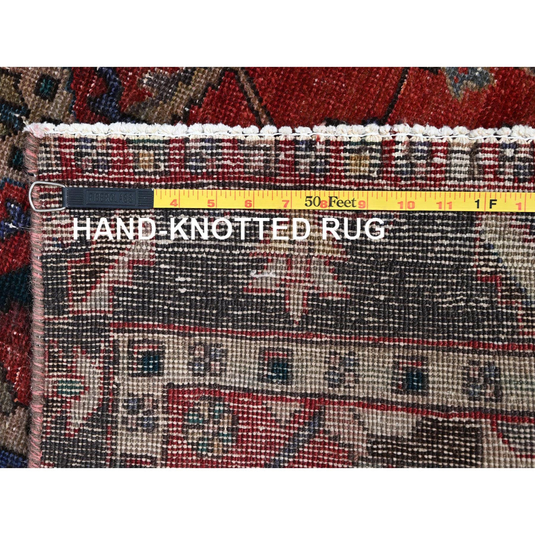 3'4" x 10'5" Vintage Hand Knotted Red Wool Runner Oriental Rug - MOA10286024