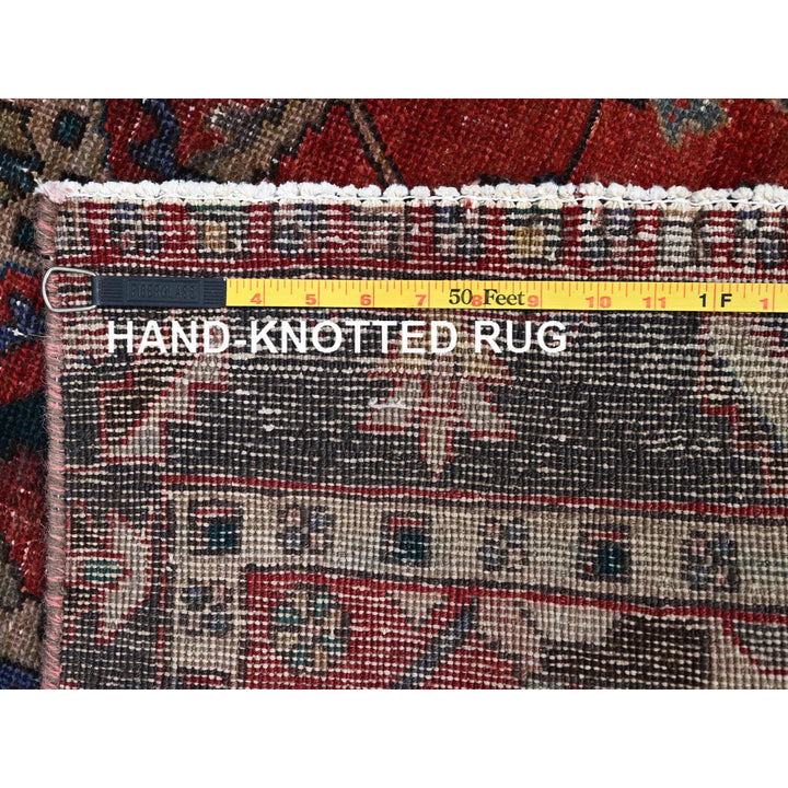 3'4" x 10'5" Vintage Hand Knotted Red Wool Runner Oriental Rug - MOA10286024