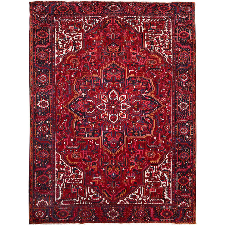 9'7" x 12'6" Vintage Hand Knotted Red Wool Rectangle Oriental Rug - MOA10286143