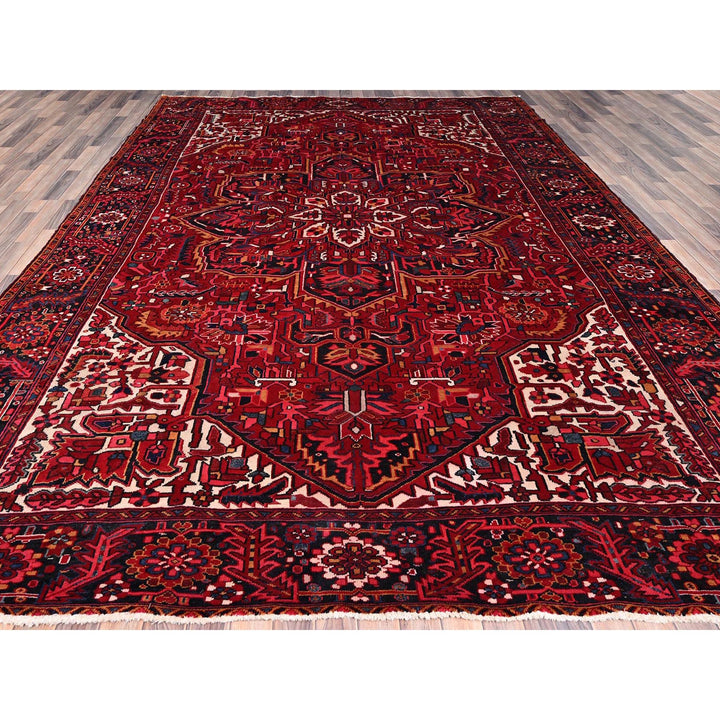 9'7" x 12'6" Vintage Hand Knotted Red Wool Rectangle Oriental Rug - MOA10286143