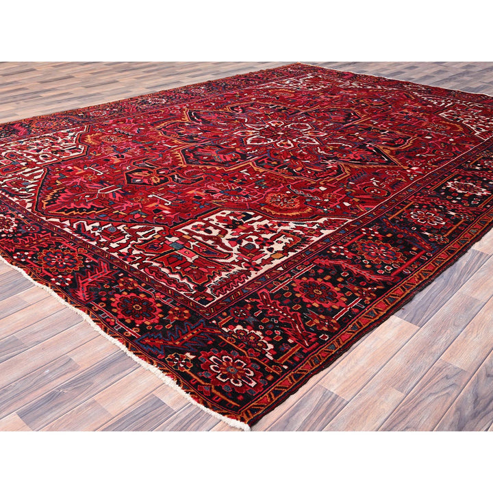 9'7" x 12'6" Vintage Hand Knotted Red Wool Rectangle Oriental Rug - MOA10286143