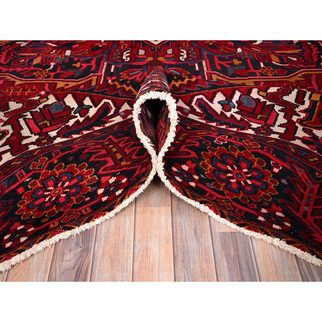 9'7" x 12'6" Vintage Hand Knotted Red Wool Rectangle Oriental Rug - MOA10286143