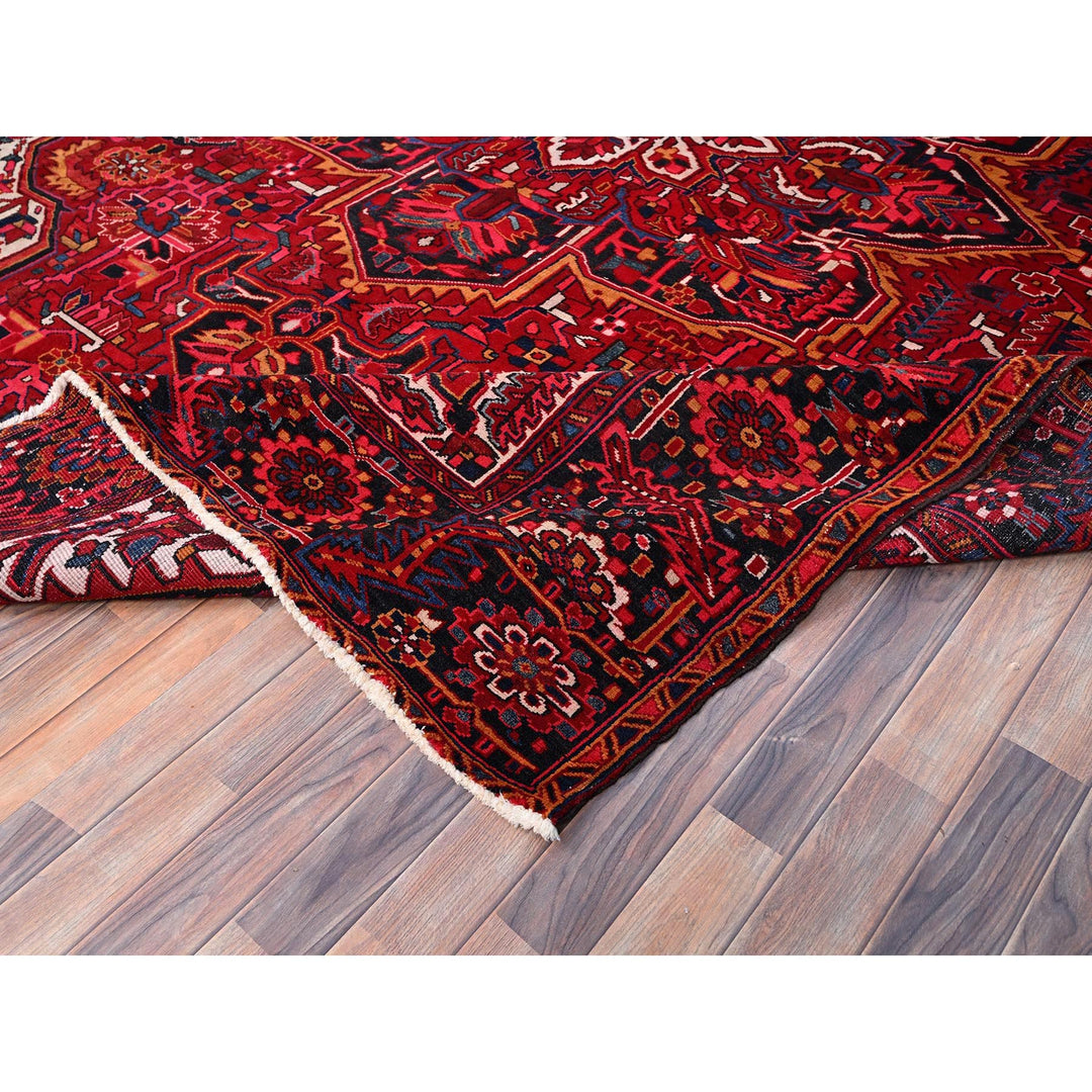 9'7" x 12'6" Vintage Hand Knotted Red Wool Rectangle Oriental Rug - MOA10286143