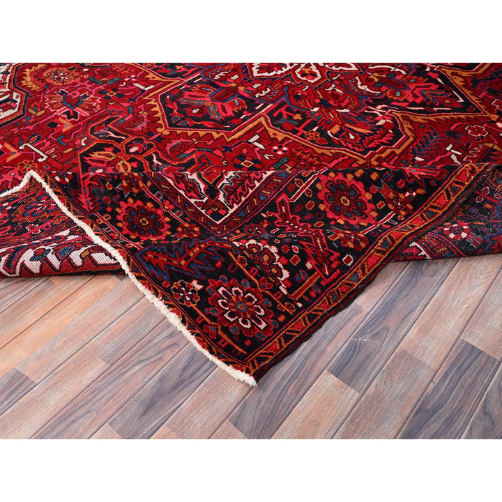 9'7" x 12'6" Vintage Hand Knotted Red Wool Rectangle Oriental Rug - MOA10286143