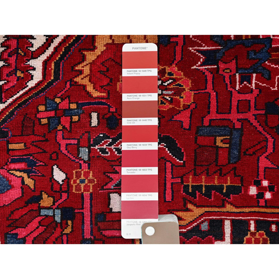 9'7" x 12'6" Vintage Hand Knotted Red Wool Rectangle Oriental Rug - MOA10286143