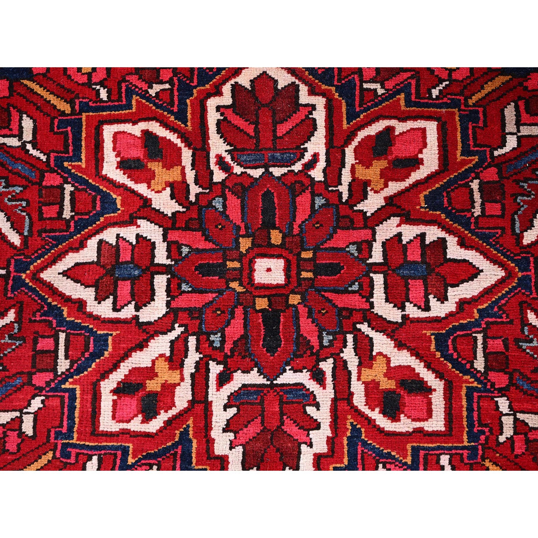 9'7" x 12'6" Vintage Hand Knotted Red Wool Rectangle Oriental Rug - MOA10286143