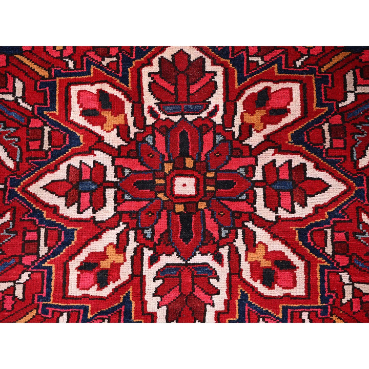 9'7" x 12'6" Vintage Hand Knotted Red Wool Rectangle Oriental Rug - MOA10286143