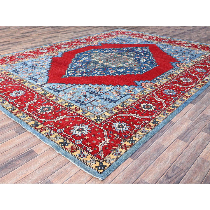 8'10" x 11'11" New Hand Knotted Red Wool Rectangle Oriental Rug - MOA10286157