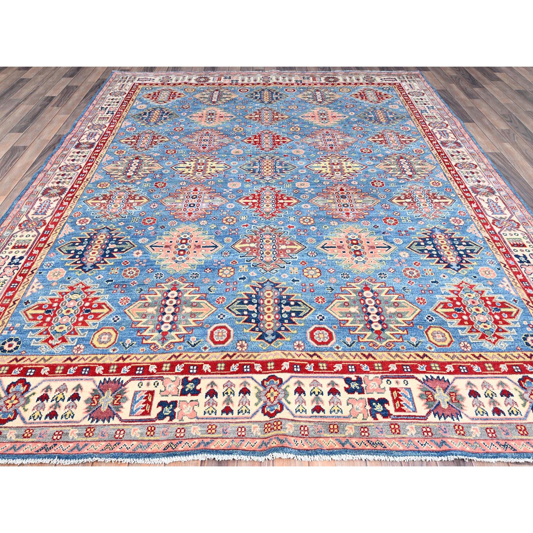 8'0" x 10'3" New Hand Knotted Blue Wool Rectangle Oriental Rug - MOA10286159