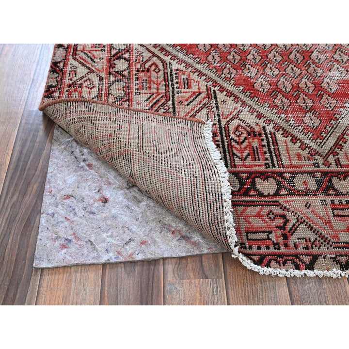 3'10" x 6'1" Vintage Hand Knotted Red Wool Rectangle Oriental Rug - MOA102861