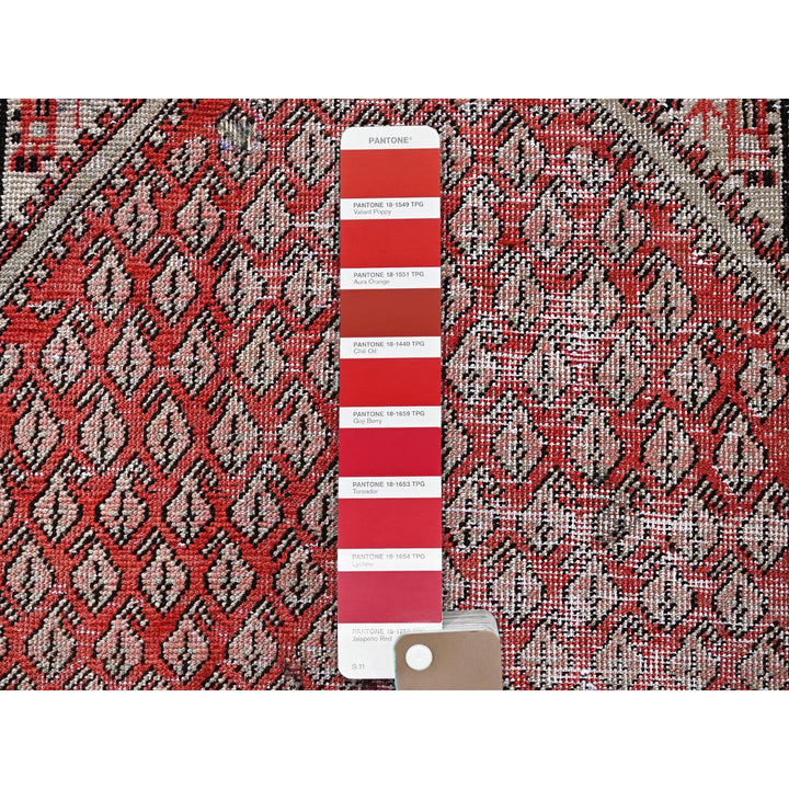 3'10" x 6'1" Vintage Hand Knotted Red Wool Rectangle Oriental Rug - MOA102861