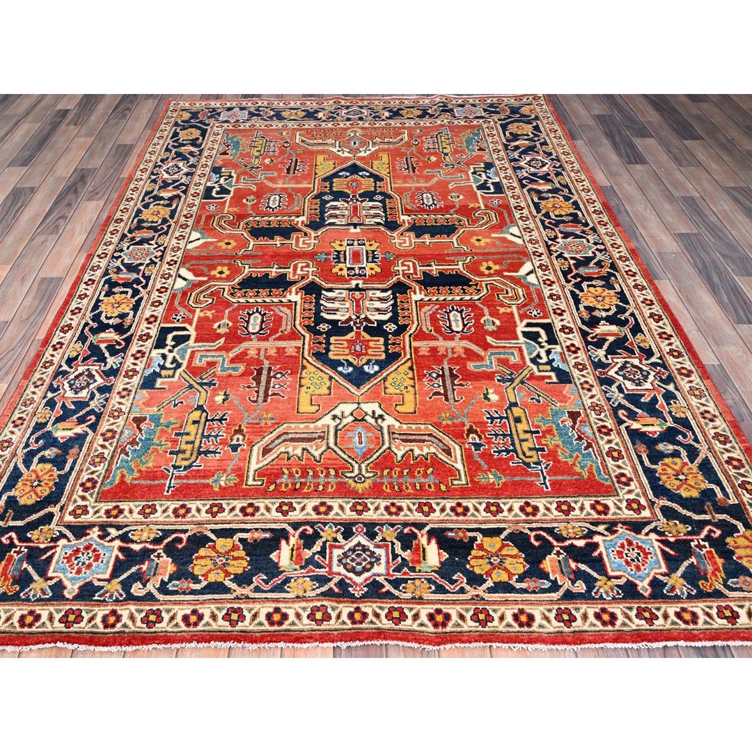 5'11" x 8'7" New Hand Knotted Red Wool Rectangle Oriental Rug - MOA10286205