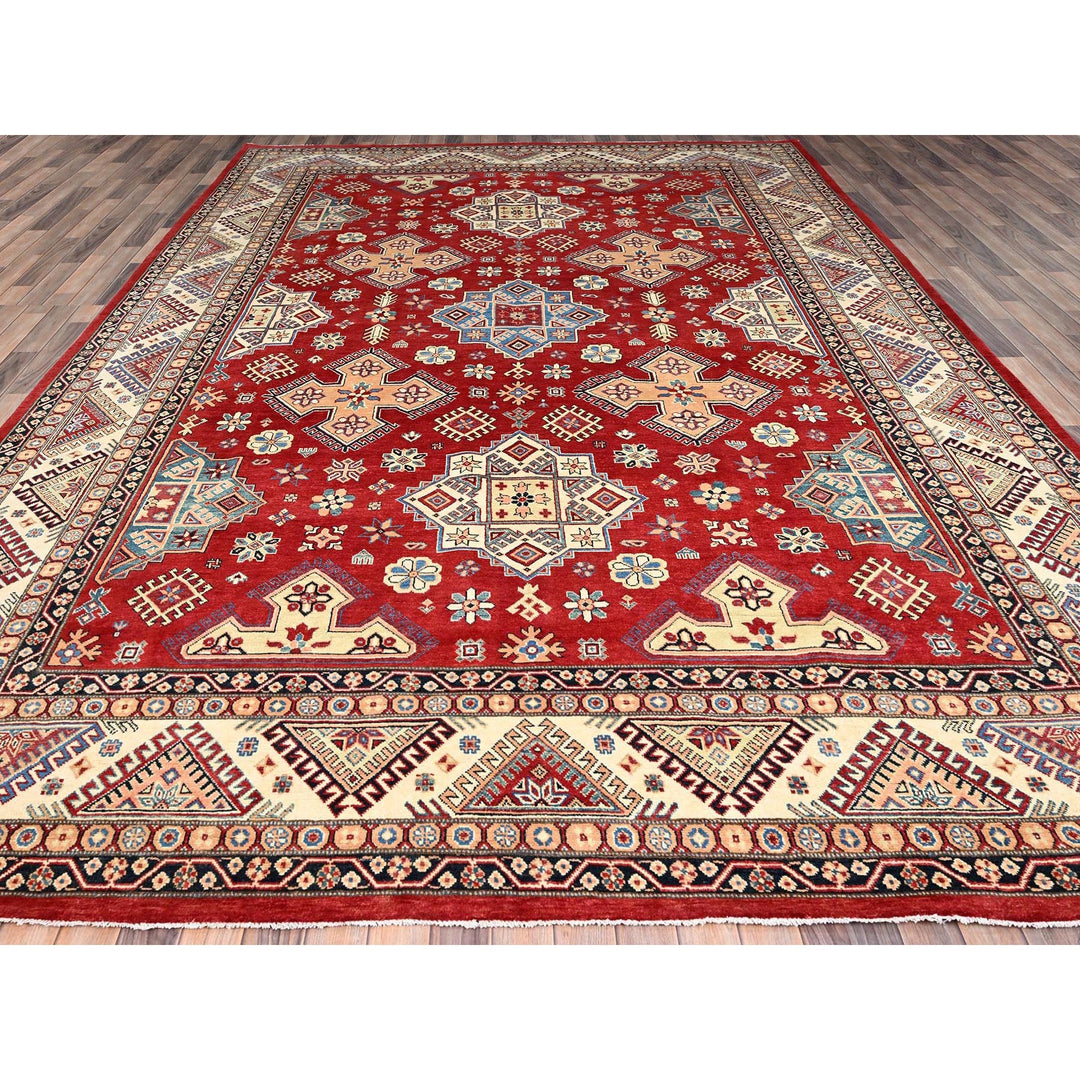 10'1" x 13'9" New Hand Knotted Red Wool Rectangle Oriental Rug - MOA10286207