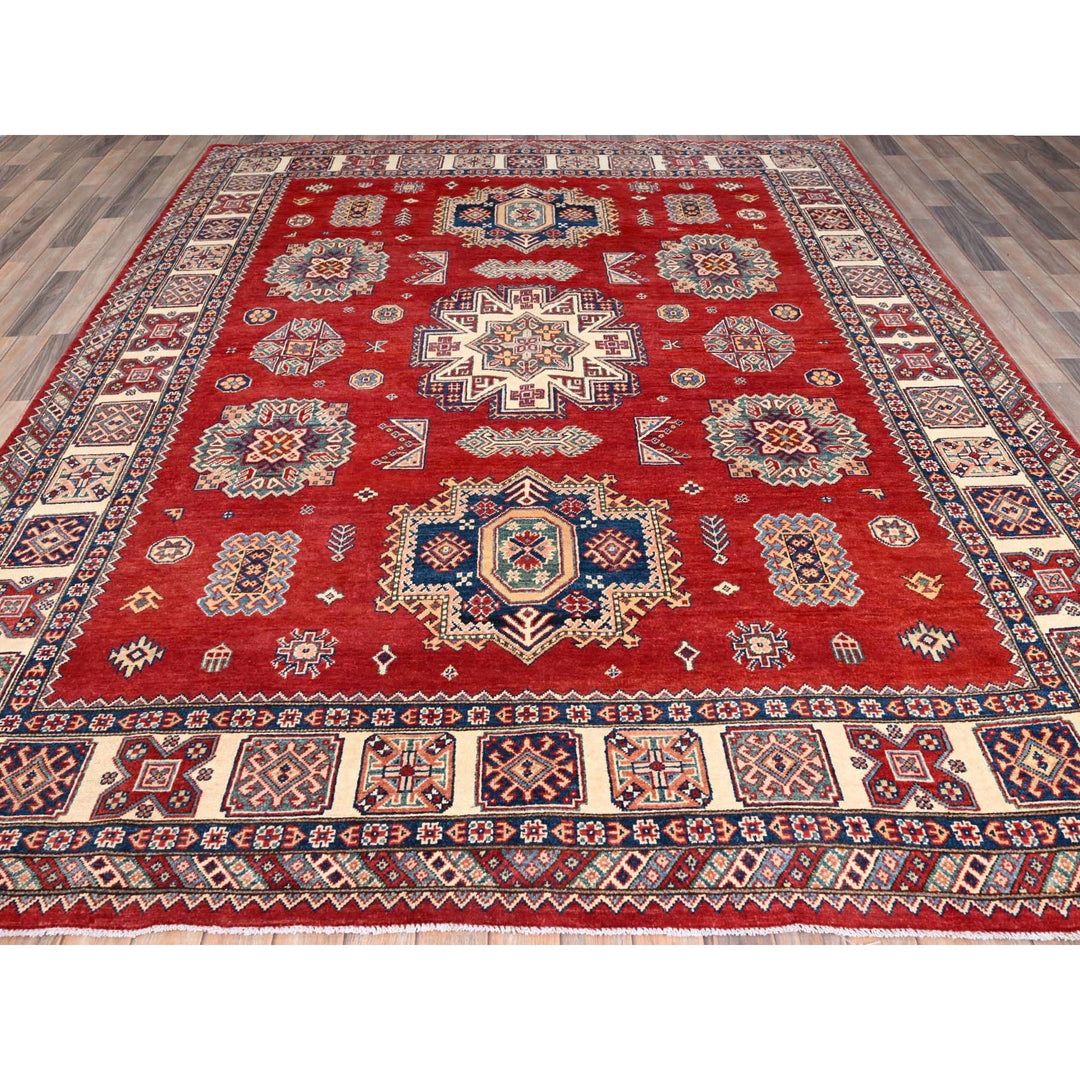 8'2" x 10'0" New Hand Knotted Red Wool Rectangle Oriental Rug - MOA10286216