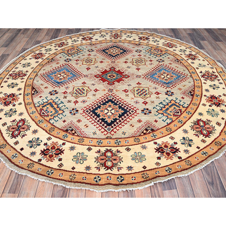 7'10" x 7'10" New Hand Knotted Brown Cotton Round Oriental Rug - MOA10286220