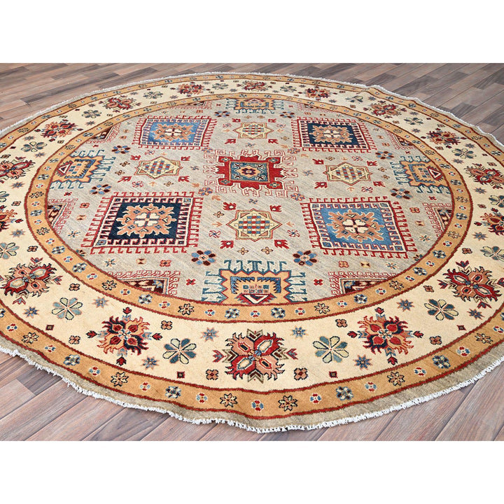 7'10" x 7'10" New Hand Knotted Brown Cotton Round Oriental Rug - MOA10286220