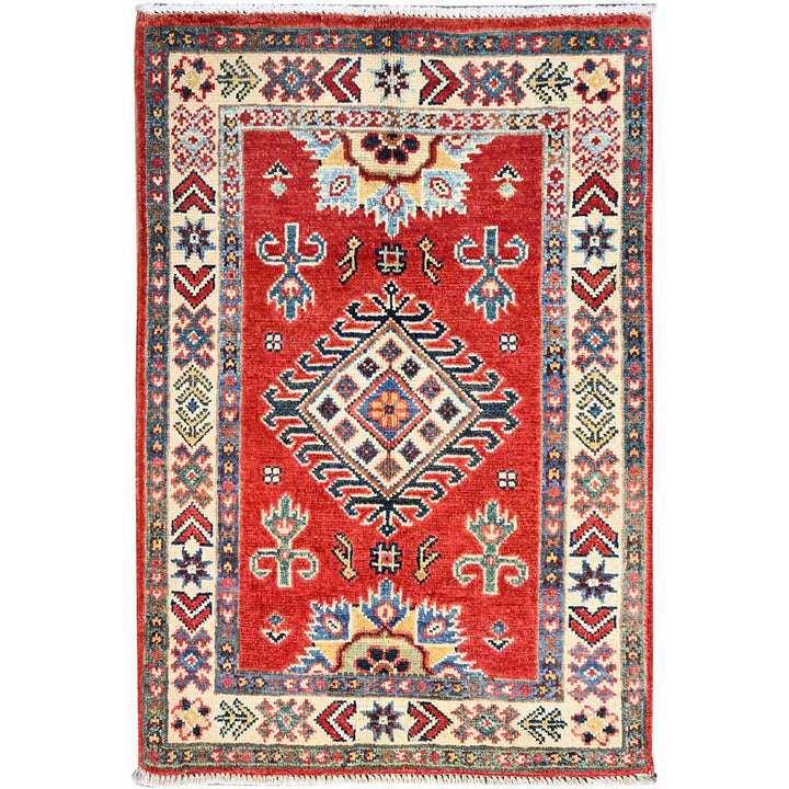 2'0" x 2'10" New Hand Knotted Red Cotton Rectangle Oriental Rug - MOA10286230