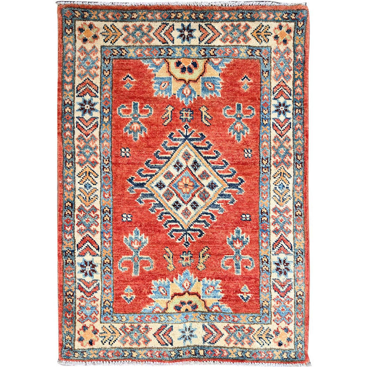 2'1" x 3'0" New Hand Knotted Red Cotton Rectangle Oriental Rug - MOA10286232