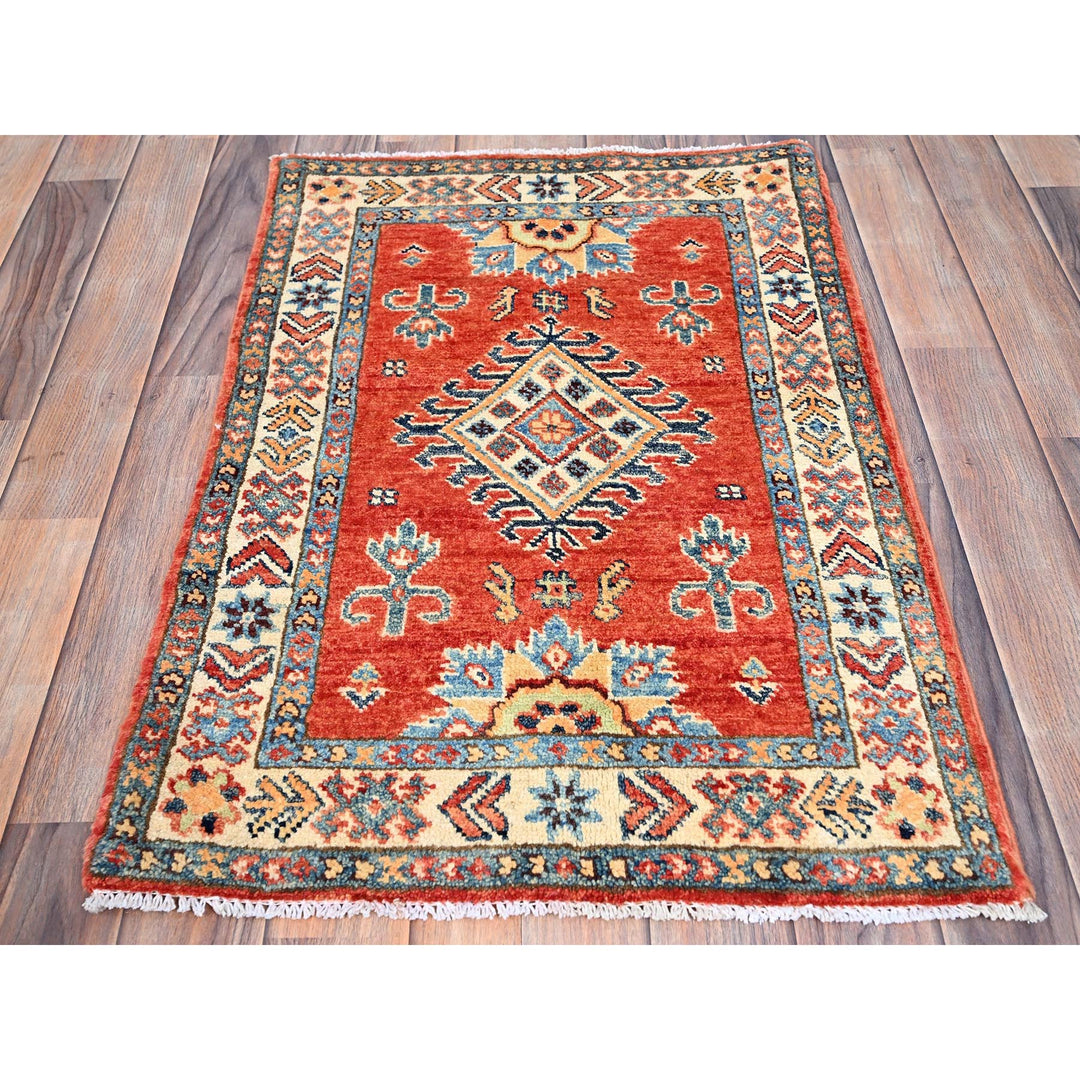 2'1" x 3'0" New Hand Knotted Red Cotton Rectangle Oriental Rug - MOA10286232