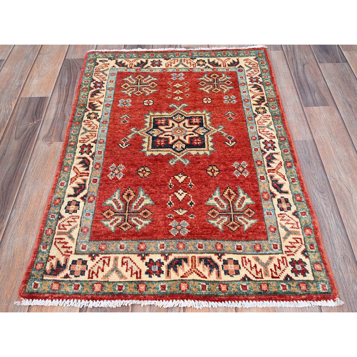 1'11" x 2'11" New Hand Knotted Red Cotton Rectangle Oriental Rug - MOA10286243