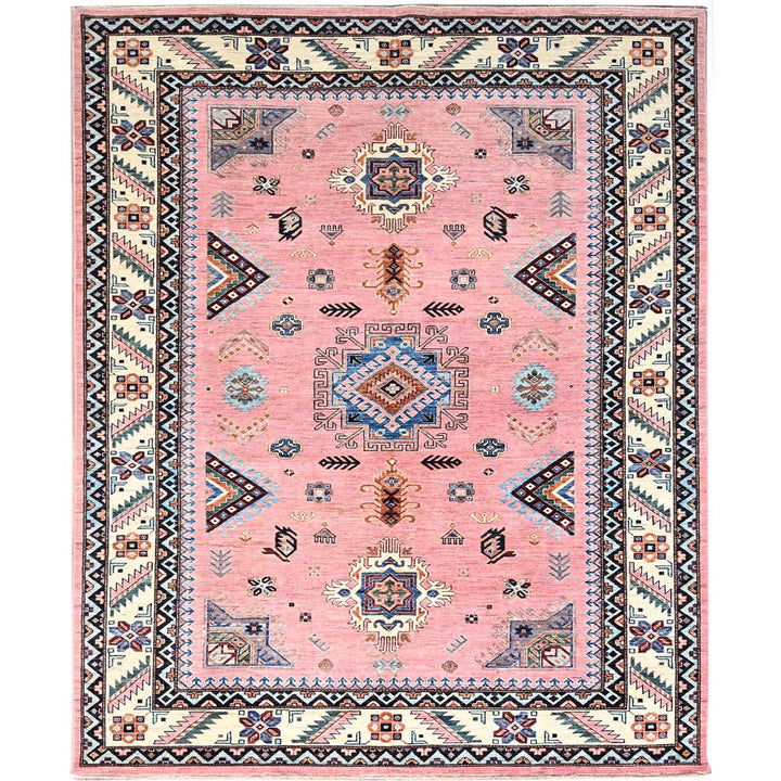 8'1" x 9'10" New Hand Knotted Pink Cotton Rectangle Oriental Rug - MOA10286262